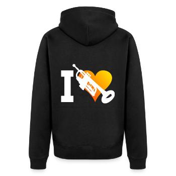 Damen Trompetenspielen Trompetenspieler Herren - Unisex Premium Bio Zip Hoodie - Schwarz - Hinten - Nico (187cm)