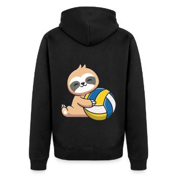 Sloth with volleyball - Unisex Premium Organic Zip Hoodie - black - Back - Nico (187cm)