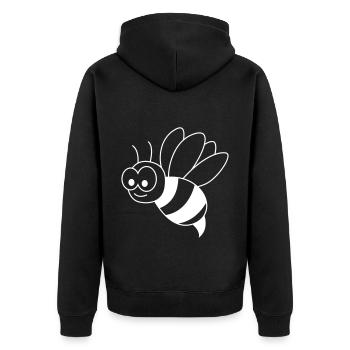 Honigbiene Comic Tier - Unisex Premium Bio Zip Hoodie - Schwarz - Hinten - Nico (187cm)