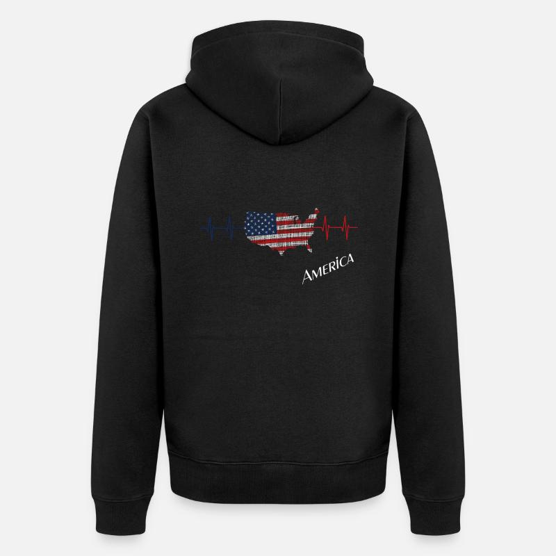 America - Unisex Premium Bio Zip Hoodie - Schwarz