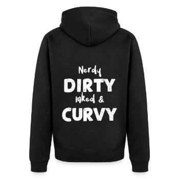 Nerdy Dirty Inked & Curvy - Unisex Premium Organic Zip Hoodie - black - Back - Nico (187cm)