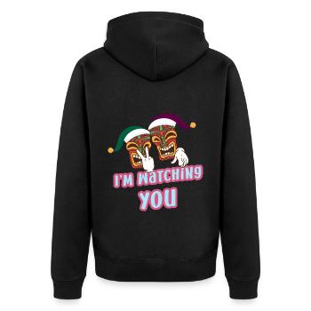 I'm Watching You Weihnachten im Juli Surfender Wei - Unisex Premium Bio Zip Hoodie - Schwarz - Hinten - Nico (187cm)