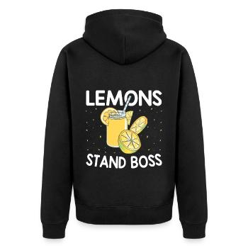 Lemonade Stand Boss Funny Lemon Juice Fruit - Unisex Premium Bio Zip Hoodie - Schwarz - Hinten - Nico (187cm)