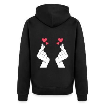 K-Pop Herz K-Drama Musik Südkoera - Unisex Premium Bio Zip Hoodie - Schwarz - Hinten - Nico (187cm)