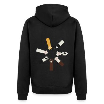 Katze lustiges - Unisex Premium Bio Zip Hoodie - Schwarz - Hinten - Nico (187cm)
