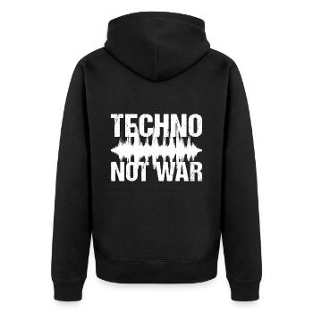 Techno Not War Peace Music Techno - Unisex Premium Organic Zip Hoodie - black - Back - Nico (187cm)