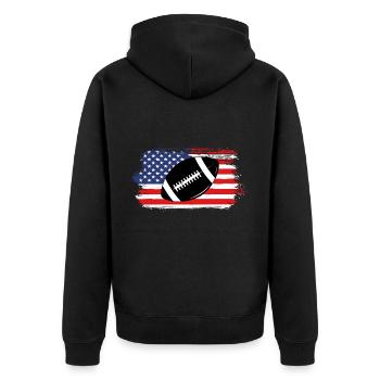 American Football USA Flagge US Football - Unisex Premium Bio Zip Hoodie - Schwarz - Hinten - Nico (187cm)