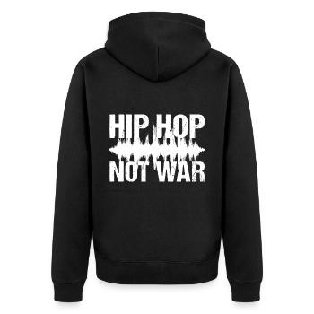 Hip Hop Not War Peace Musik - Unisex Premium Bio Zip Hoodie - Schwarz - Hinten - Nico (187cm)