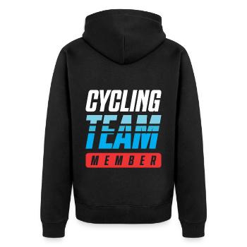 Cycling Team - Unisex Premium Bio Zip Hoodie - Schwarz - Hinten - Nico (187cm)