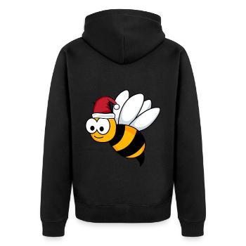 Honigbiene Comic Weihnachten - Unisex Premium Bio Zip Hoodie - Schwarz - Hinten - Nico (187cm)