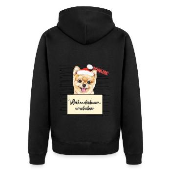 Weihnachtsbaum Umschubser Pommerscher - Unisex Premium Bio Zip Hoodie - Schwarz - Hinten - Nico (187cm)