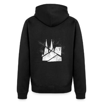 Cathédrale de Cologne Allemagne Ville Skyline Grunge Splash - Veste à capuche bio Premium Unisexe - noir - Dos - Nico (187cm)