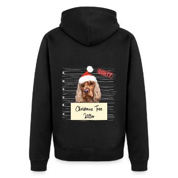 Weihnachtsbaum Umschubser Englischer Cocker Spanie - Unisex Premium Bio Zip Hoodie - Schwarz - Hinten - Nico (187cm)