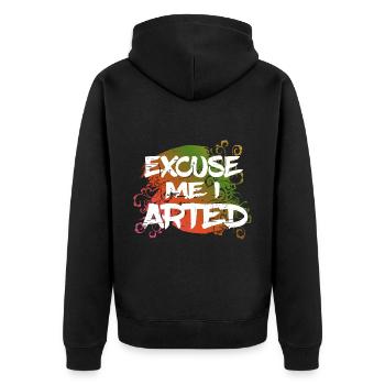 Excuse Me I Arted 6 - Unisex Premium Bio Zip Hoodie - Schwarz - Hinten - Nico (187cm)