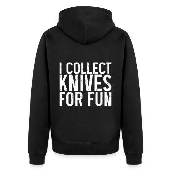 I Collect Knives For Fun 3 - Unisex Premium Bio Zip Hoodie - Schwarz - Hinten - Nico (187cm)