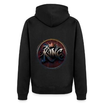 King Graffiti - Unisex Premium Organic Zip Hoodie - black - Back - Nico (187cm)