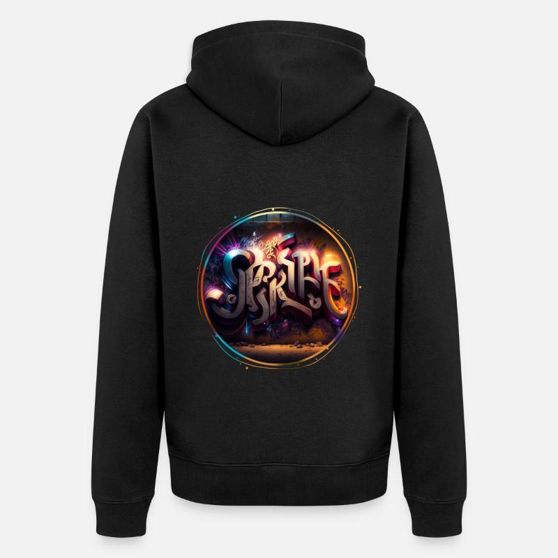 "Light" Graffiti Theme 3 - Unisex Premium Bio Zip Hoodie - Schwarz