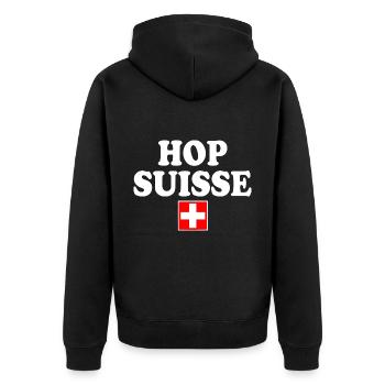 Hop suisse - Veste à capuche bio Premium Unisexe - noir - Dos - Nico (187cm)
