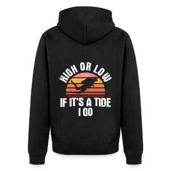 Apnoetaucher Freitaucher Taucher - Unisex Premium Bio Zip Hoodie - Schwarz - Hinten - Nico (187cm)