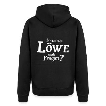 Sternzeichen Löwe - Unisex Premium Bio Zip Hoodie - Schwarz - Hinten - Nico (187cm)