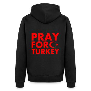Pray for turkey - Unisex Premium Bio Zip Hoodie - Schwarz - Hinten - Nico (187cm)