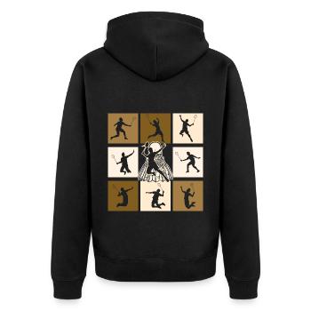 Badminton - Unisex Premium Bio Zip Hoodie - Schwarz - Hinten - Nico (187cm)