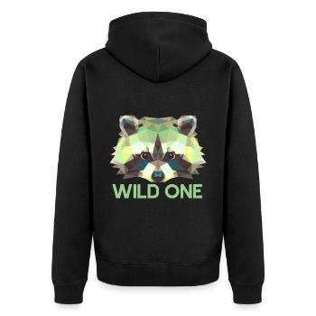 Raccoon Raccoon Wild One Geometric - Unisex Premium Organic Zip Hoodie - black - Back - Nico (187cm)
