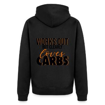 Fonctionne mais aime clairement les glucides 4 - Veste à capuche bio Premium Unisexe - noir - Dos - Nico (187cm)