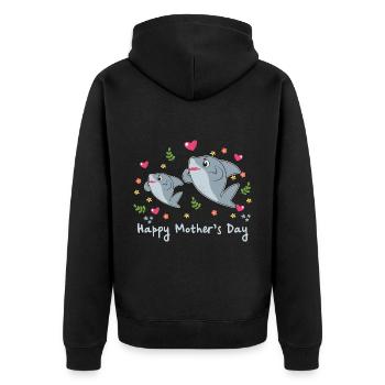 happy Mothersday - Unisex Premium Bio Zip Hoodie - Schwarz - Hinten - Nico (187cm)