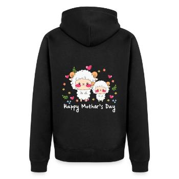 happy Mothersday - Unisex Premium Bio Zip Hoodie - Schwarz - Hinten - Nico (187cm)