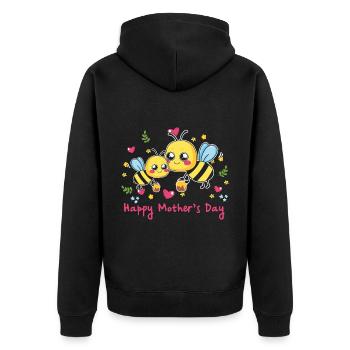 happy Mothersday - Unisex Premium Bio Zip Hoodie - Schwarz - Hinten - Nico (187cm)