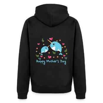happy Mothersday - Unisex Premium Bio Zip Hoodie - Schwarz - Hinten - Nico (187cm)