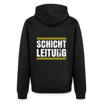 Schichtleitung Chef Beruf Humor - Unisex Premium Bio Zip Hoodie - Schwarz - Hinten - Nico (187cm)