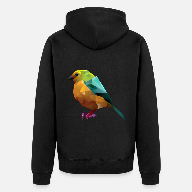 Polygon Vogel Design - Unisex Premium Bio Zip Hoodie - Schwarz