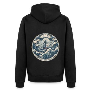 Vagues de voiliers - Veste à capuche bio Premium Unisexe - noir - Dos - Nico (187cm)
