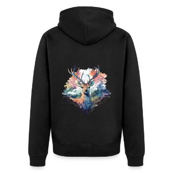 Cerf Cerf Bois animal Nature Forêt Montagnes sauvages - Veste à capuche bio Premium Unisexe - noir - Dos - Nico (187cm)