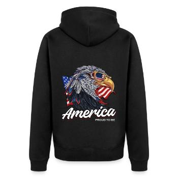 Proud America 4th Of July Independence Patriotic - Unisex Premium Bio Zip Hoodie - Schwarz - Hinten - Nico (187cm)