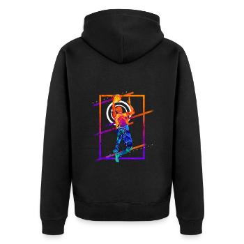 Basketball Basketballspieler Spieler Vintage Bunt - Unisex Premium Bio Zip Hoodie - Schwarz - Hinten - Nico (187cm)