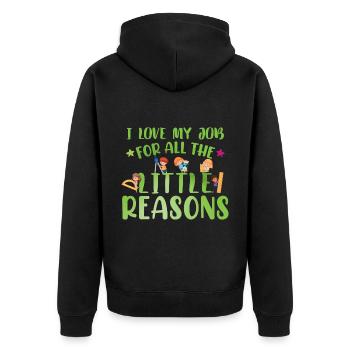 Teacher Quote Women - Unisex Premium Organic Zip Hoodie - black - Back - Nico (187cm)