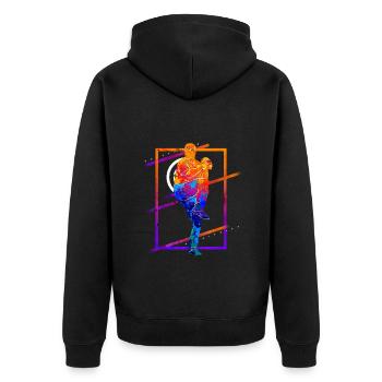 Baseball Baseball Player Vintage Colorful - Unisex Premium Organic Zip Hoodie - black - Back - Nico (187cm)