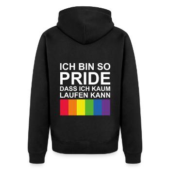Regenbogen Pride - Unisex Premium Bio Zip Hoodie - Schwarz - Hinten - Nico (187cm)