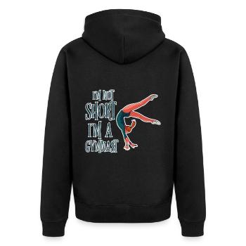 I'm Not Short, I'm A Gymnast 2 - Unisex Premium Bio Zip Hoodie - Schwarz - Hinten - Nico (187cm)