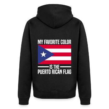 Puerto Rico Flagge | Puerto Ricaner Geschenkideen - Unisex Premium Bio Zip Hoodie - Schwarz - Hinten - Nico (187cm)
