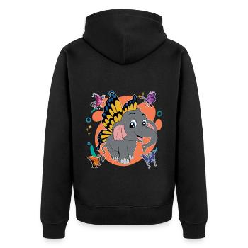 Zoo Animal Lover Gift Butterfly Elephant - Unisex Premium Organic Zip Hoodie - black - Back - Nico (187cm)