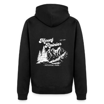 Mount Rainier Nationla Park Washington Berge - Unisex Premium Bio Zip Hoodie - Schwarz - Hinten - Nico (187cm)