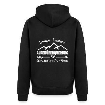 Alpenüberquerung E5 Familie Abenteuer - Unisex Premium Bio Zip Hoodie - Schwarz - Hinten - Nico (187cm)
