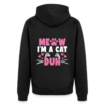 Miau, ich bin eine Katze, duh Pfote, lustige Katze, Kinder - Unisex Premium Bio Zip Hoodie - Schwarz - Hinten - Nico (187cm)