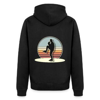 Baseball - Unisex Premium Bio Zip Hoodie - Schwarz - Hinten - Nico (187cm)