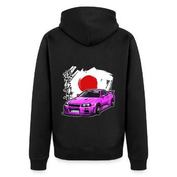 Jdm / Tuning / Turbocharger / Rims / Chiptuning - Unisex Premium Organic Zip Hoodie - black - Back - Nico (187cm)