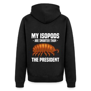 Asseln | Insekten Isopoden Tiere Assel Geschenke - Unisex Premium Bio Zip Hoodie - Schwarz - Hinten - Nico (187cm)